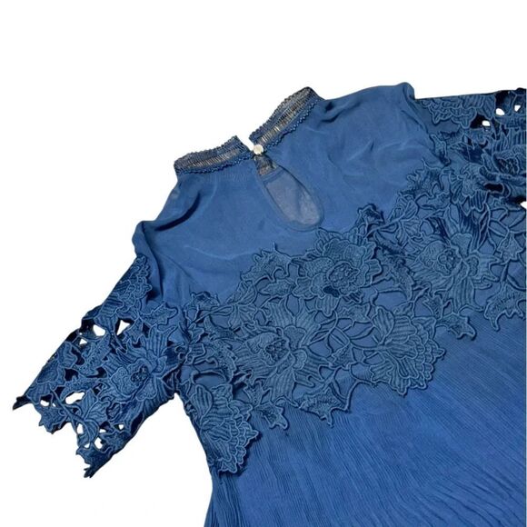 NWT Saylor x Free People BLUE Hollie Lace mock turtle neck Mini Dress  sz small - Picture 5 of 10